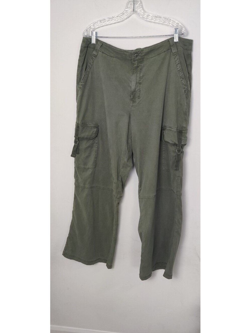 American Eagle Olive Green Lyocell Stretch Wide Leg Cargo Pants Women's Size 10